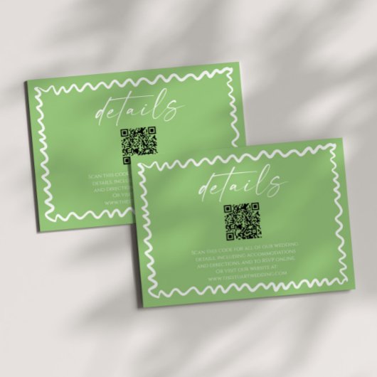 Whimsical Citrus Green QR Code Wedding Details Begleitkarte