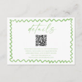 Whimsical Citrus Green QR Code Wedding Details Begleitkarte (Vorderseite)
