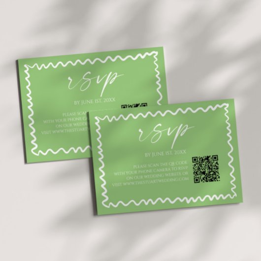 Whimsical Citrus Green QR Code Wedding RSVP Karte