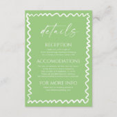 Whimsical Citrus Green Wavy Border Wedding Details Begleitkarte (Vorderseite)