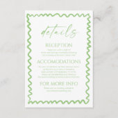 Whimsical Citrus Green Wavy Border Wedding Details Begleitkarte (Vorderseite)