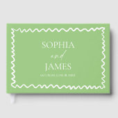 Whimsical Citrus Green Wavy Border Wedding Gästebuch (Vorderseite)
