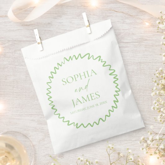 Whimsical Citrus Green Wavy Border Wedding Geschenktütchen (Ausgeschnitten)