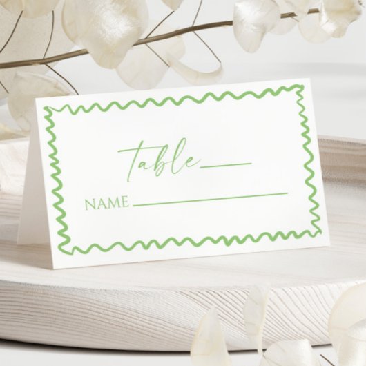 Whimsical Citrus Green Wavy Border Wedding Platzkarte