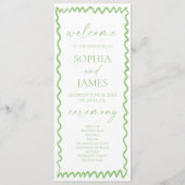 Whimsical Citrus Green Wavy Border Wedding Programm (Vorderseite)