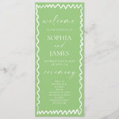 Whimsical Citrus Green Wavy Border Wedding Programm (Vorderseite)