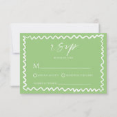 Whimsical Citrus Green Wavy Border Wedding RSVP Karte (Vorderseite)