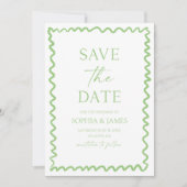Whimsical Citrus Green Wavy Border Wedding Save The Date (Vorderseite)