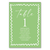 Whimsical Citrus Green Wavy Border Wedding Tischnummer (Vorderseite)