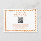 Whimsical Citrus Orange QR Code Wedding Details Begleitkarte (Vorderseite)