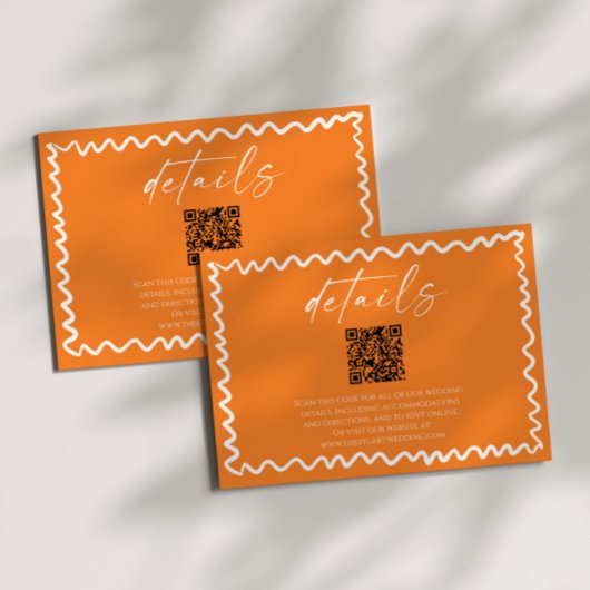 Whimsical Citrus Orange QR Code Wedding Details Begleitkarte