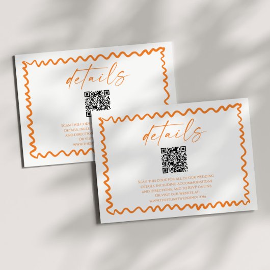 Whimsical Citrus Orange QR Code Wedding Details Begleitkarte