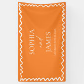 Whimsical Citrus Orange Wavy Border Wedding Banner (Vertikal)