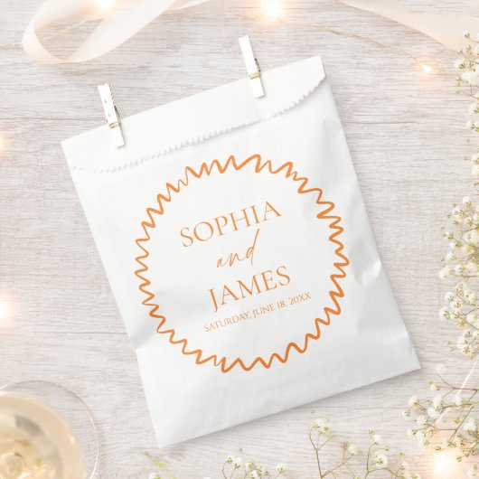 Whimsical Citrus Orange Wavy Border Wedding Geschenktütchen (Ausgeschnitten)