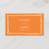 Whimsical Citrus Orange Wavy Border Wedding Platzkarte (Rückseite)