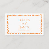 Whimsical Citrus Orange Wavy Border Wedding Platzkarte (Rückseite)