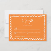 Whimsical Citrus Orange Wavy Border Wedding RSVP Karte (Vorderseite)