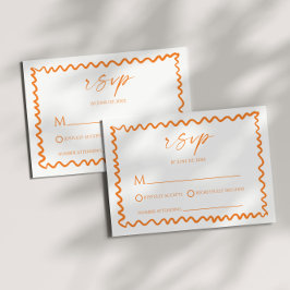 Whimsical Citrus Orange Wavy Border Wedding RSVP Karte