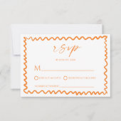 Whimsical Citrus Orange Wavy Border Wedding RSVP Karte (Vorderseite)