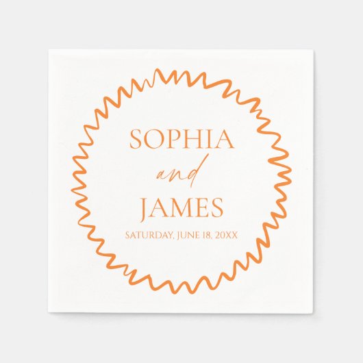 Whimsical Citrus Orange Wavy Border Wedding Serviette (Vorderseite)