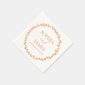 Whimsical Citrus Orange Wavy Border Wedding Serviette (Ecke)