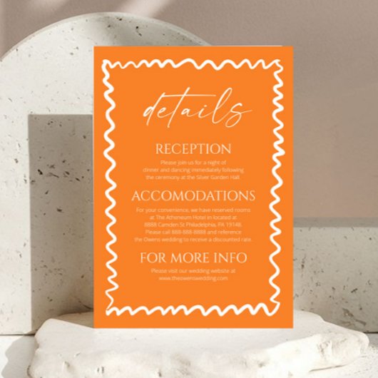 Whimsical Citrus Orange Wedding Details Begleitkarte