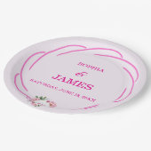 Whimsical Citrus Pink & flower Wedding  Sign Pappteller (Schrägansicht)