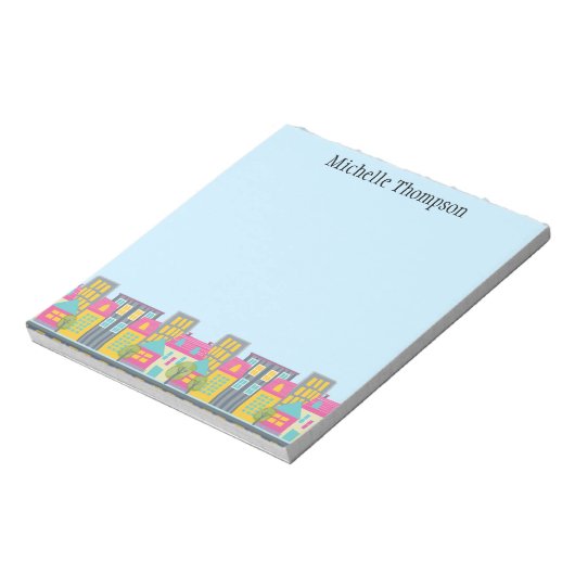 Whimsical City Scene Real Anwesen Agent Notepad Notizblock (Rotiert)