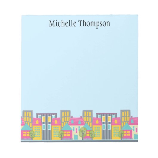 Whimsical City Scene Real Anwesen Agent Notepad Notizblock (Vorderseite)