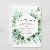 Whimsical Classic Floral Sage Green Wedding Save The Date (Vorderseite)