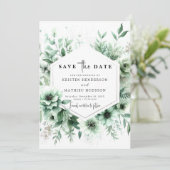 Whimsical Classic Floral Sage Green Wedding Save The Date (Stehend Vorderseite)