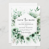 Whimsical Classic Floral Sage Green Wedding Save The Date (Vorne/Hinten)