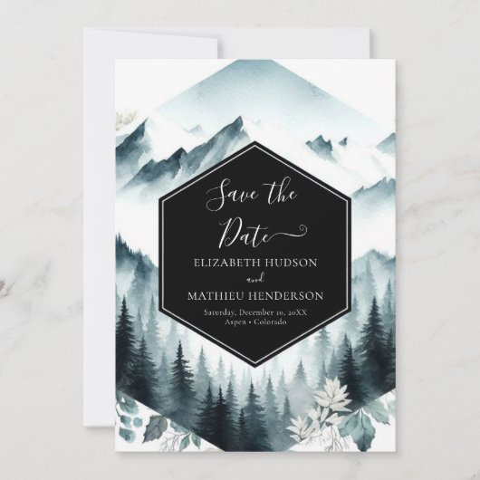Whimsical Classic Mountain Wedding Save The Date (Vorderseite)