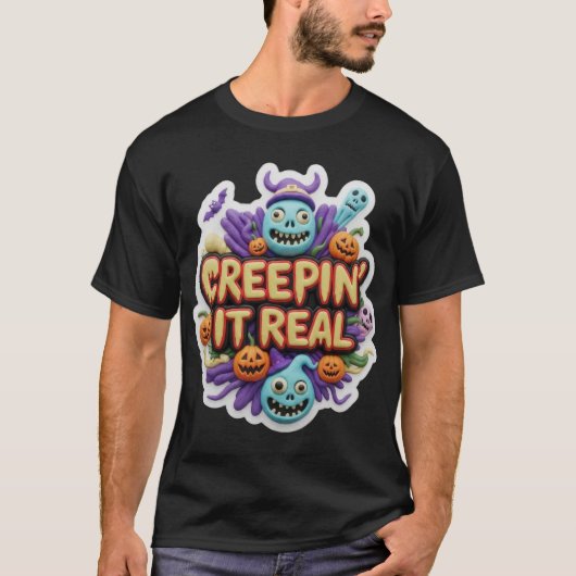 Whimsical clay Halloween illustration with spooky T-Shirt (Vorderseite)