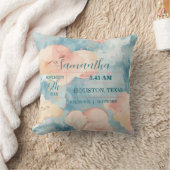 Whimsical Clouds Baby Girl Custom Birth Stats Kissen (Decke)
