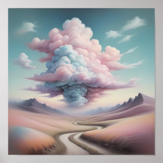 Whimsical Cloudscape - Ätherische Landschaft Kunst Poster (Vorne)