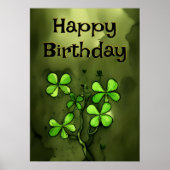 Whimsical Clovers Happy Birthday Poster (Vorne)