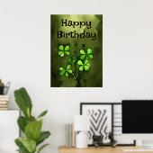 Whimsical Clovers Happy Birthday Poster (Heimbüro)