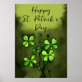 Whimsical Clovers Happy St Patrick's Day Poster