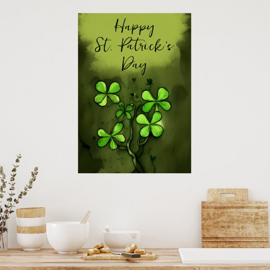 Whimsical Clovers Happy St Patrick's Day Poster (Küche)