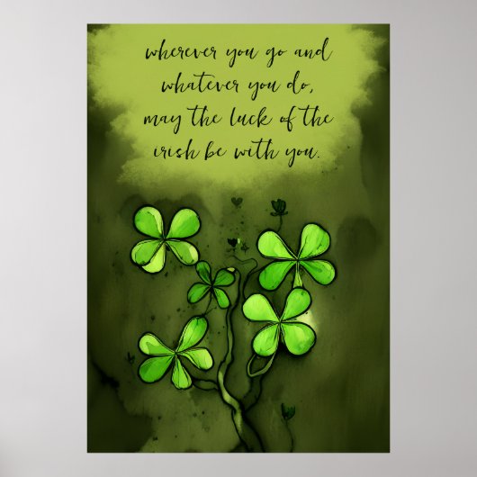 Whimsical Clovers with Luck of the Irish Sprichwor Poster (Vorne)