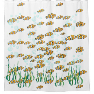Whimsical Clown Fish Blubbles und Seetang Duschvorhang