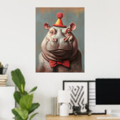 Whimsical Clown Hippo Portrait Poster (Heimbüro)