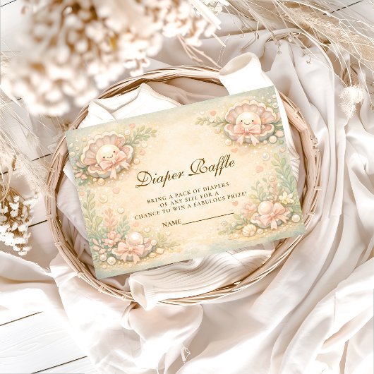 Whimsical Coastal Pearl Diapper Raffle Begleitkarte