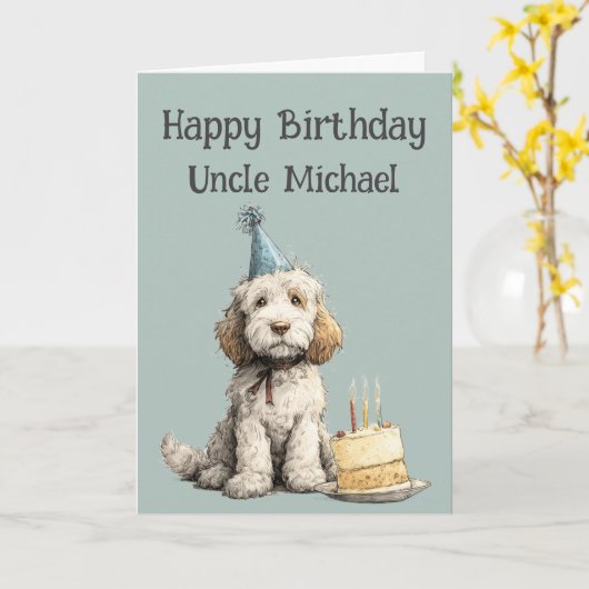 Whimsical Cockapoo Dog Birthday Card Karte (Gelbe Blume)