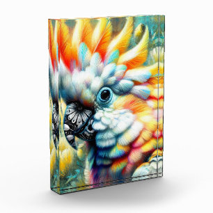 Whimsical Cockatoo Bird Gelbe Papi floral Fotoblock