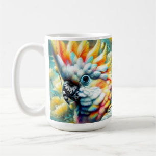 Whimsical Cockatoo Bird Gelbe Papi floral Kaffeetasse