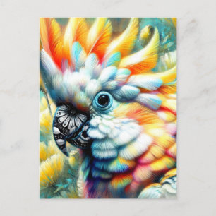 Whimsical Cockatoo Bird Gelbe Papi floral Postkarte