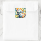 Whimsical Cockatoo Bird Gelbe Papi floral Quadratischer Aufkleber (Tasche)