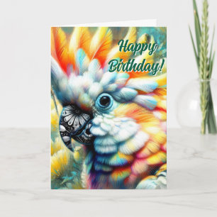 Whimsical Cockatoo Bird Yellow Poppies Geburtstag Karte